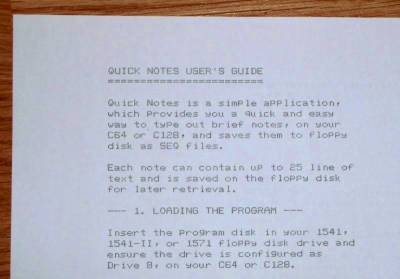 Quick Notes Printout